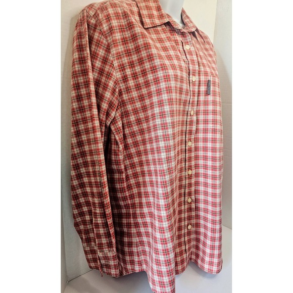 DKNY Jeans Women's Plaid Button-Up Long Sleeve Shirt, Small‎ - Red and White - Picture 2 of 6